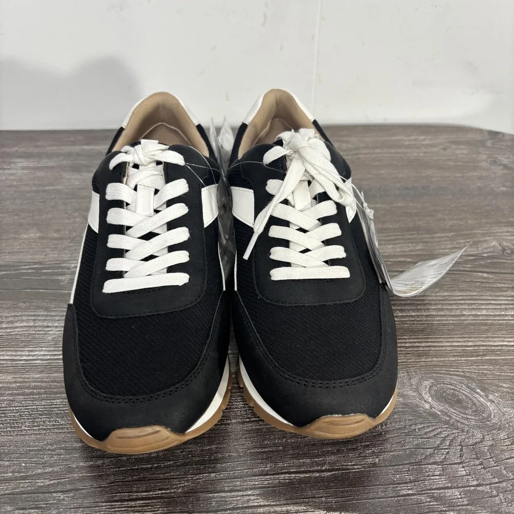 Denver Hayes Braylee Shoes Mens Size 8 Black White Casual Sneaker Sample Lace Up